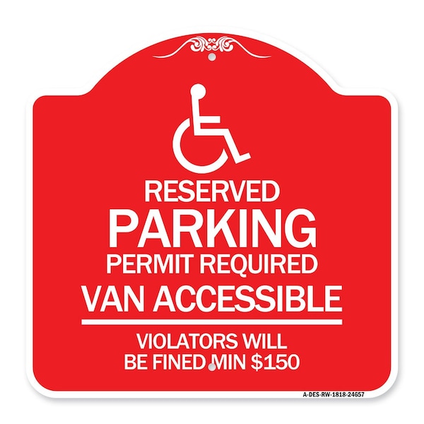 Connecticut Reserved Parking Permit Required Van Accessible Violators Will Be Fined M, RW-1818-24657